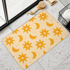 Fun Sun And Moon Orange Textured  Odorless Bath Mat