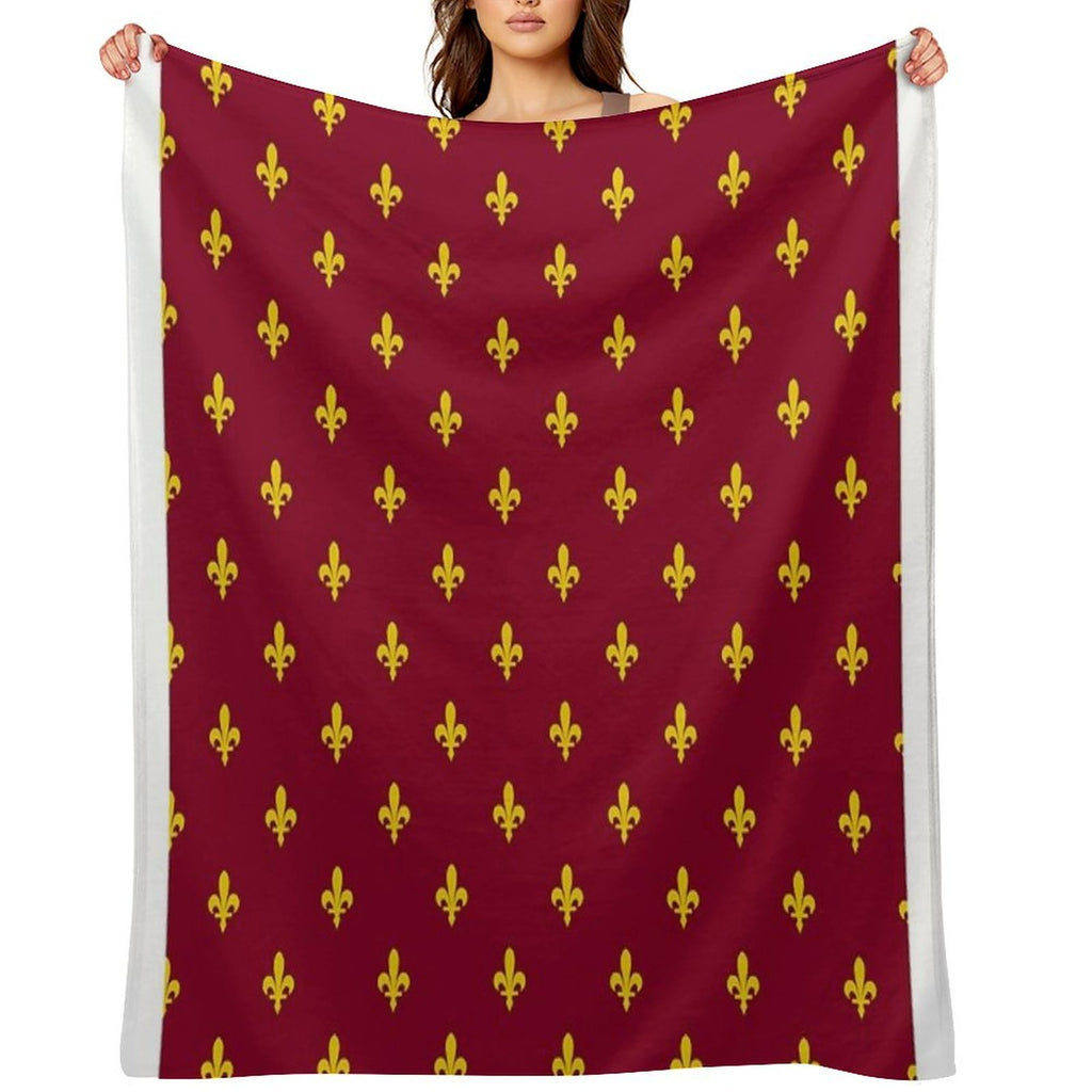 Lilies Pattern Golden And Burgundy Lily Versatility Throw Blanket