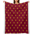 Lilies Pattern Golden And Burgundy Lily Versatility Throw Blanket