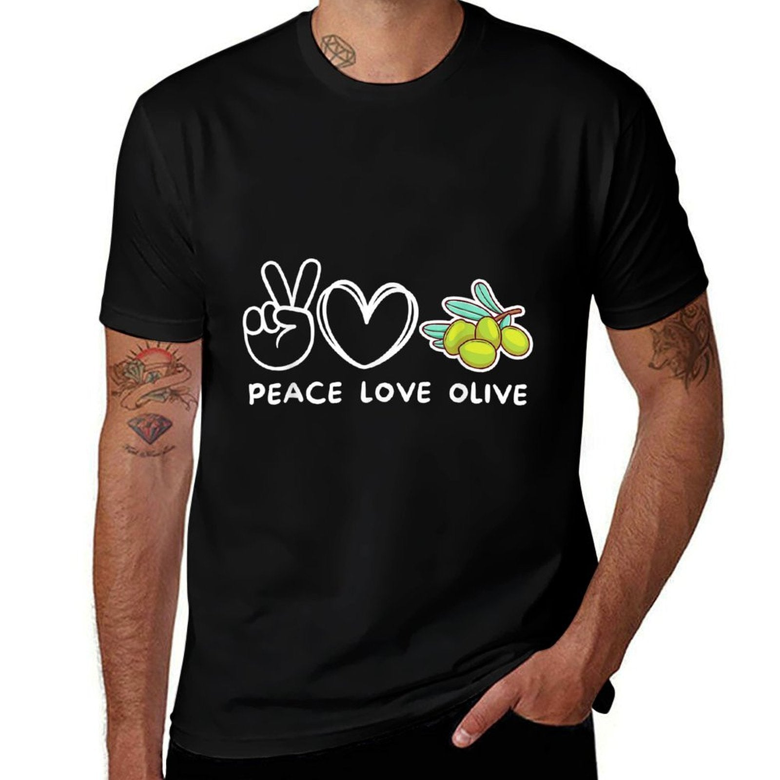 Peace, Love Olive Retro Olive Lover Food Lover  Lightweight T-Shirt