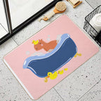 Capybara Taking A Bubble Bath with A Rubber Duck  Versatile Bath Mat