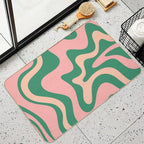 Liquid Swirl Contemporary Abstract Pattern in Blush Pink And Green  Versatile Bath Mat