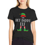 Hot Daddy Elf Matching Group Xmas Funny Family Christmas  Heathered Texture T-Shirt