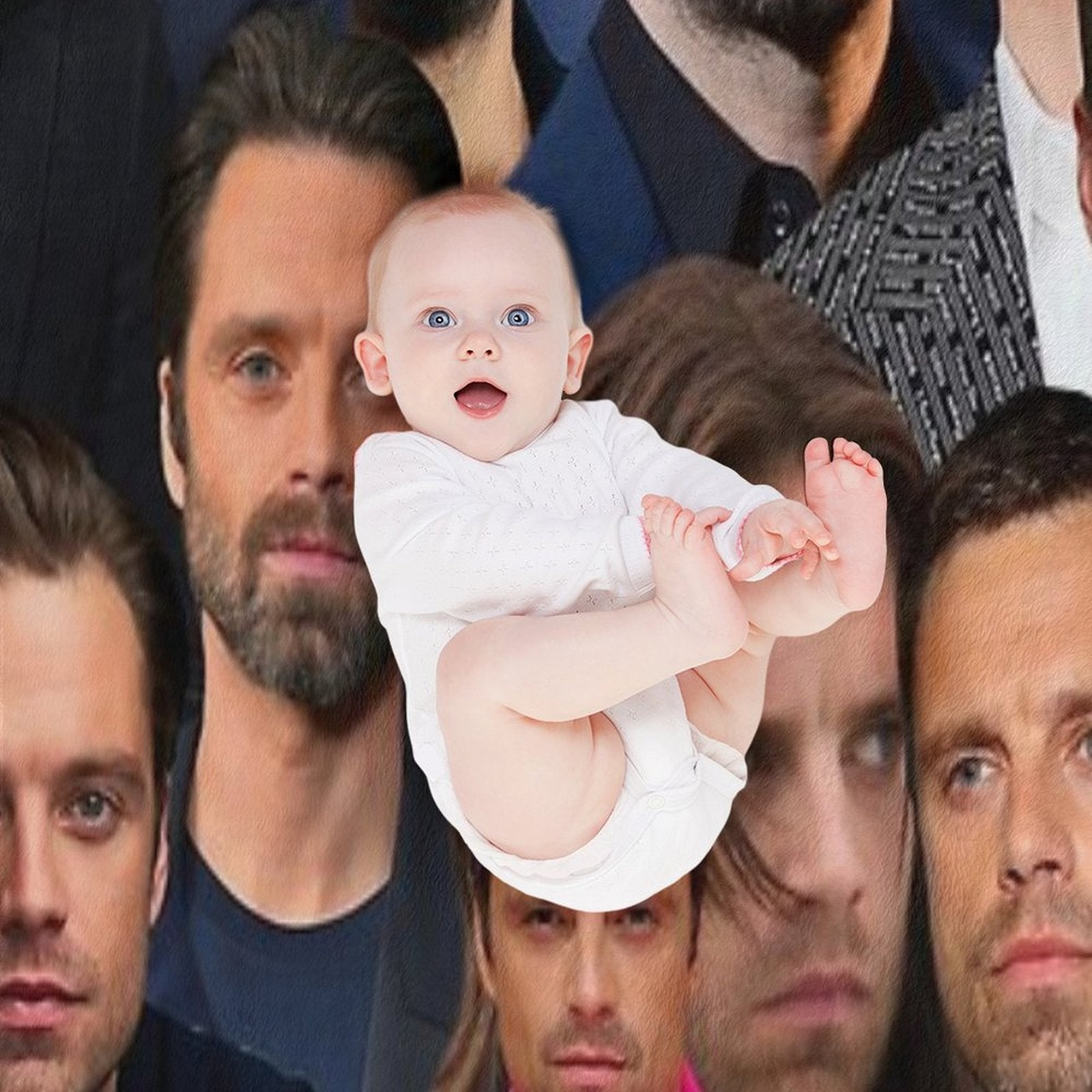 Sebastian Stan Photo Collage Throw Blanket Sustainable Throw Blanket