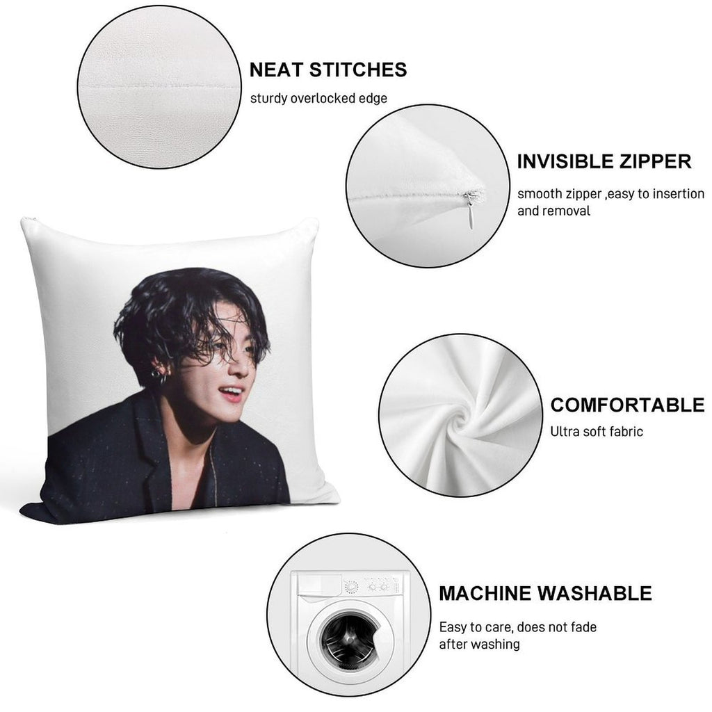 Jungkook Long Hair Hot Soft Multiple Sizes Throw Pillow