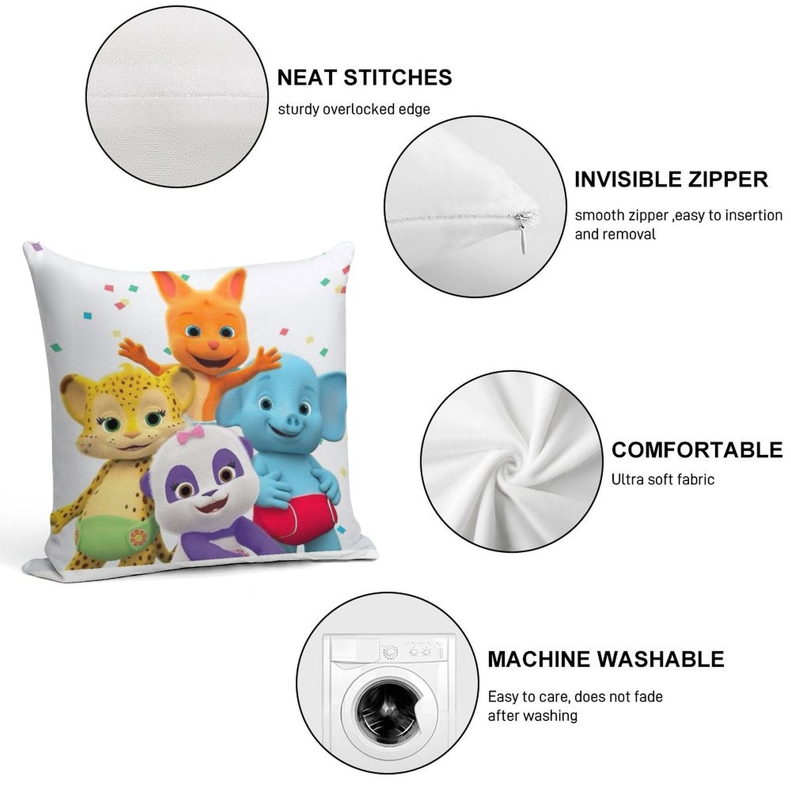 Word Party - Kids Tv Show Soft Home Decor Throw Pillow