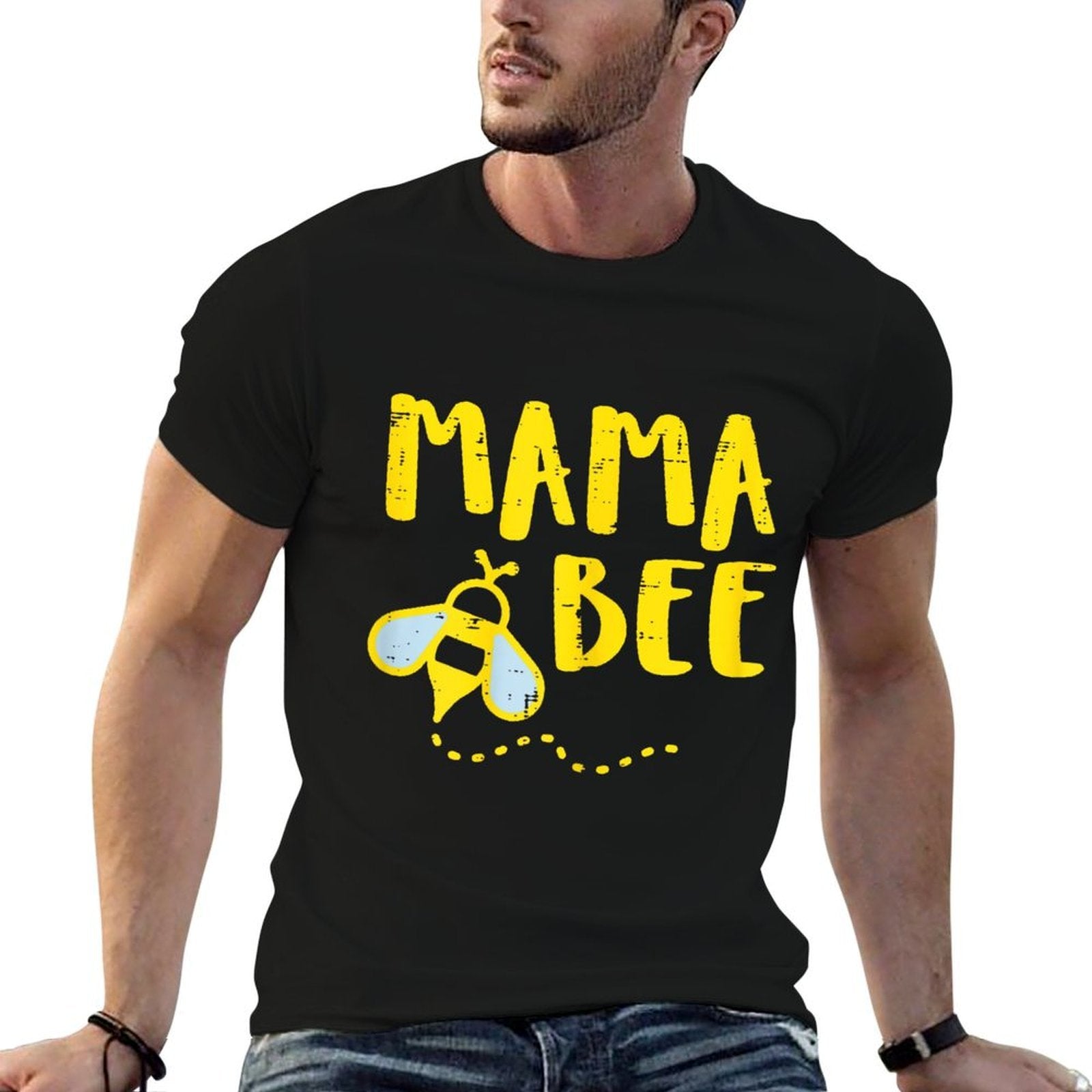 Mama Bee Family Matching Beekeeper Mom Mommy Women  Ribbed Collar T-Shirt