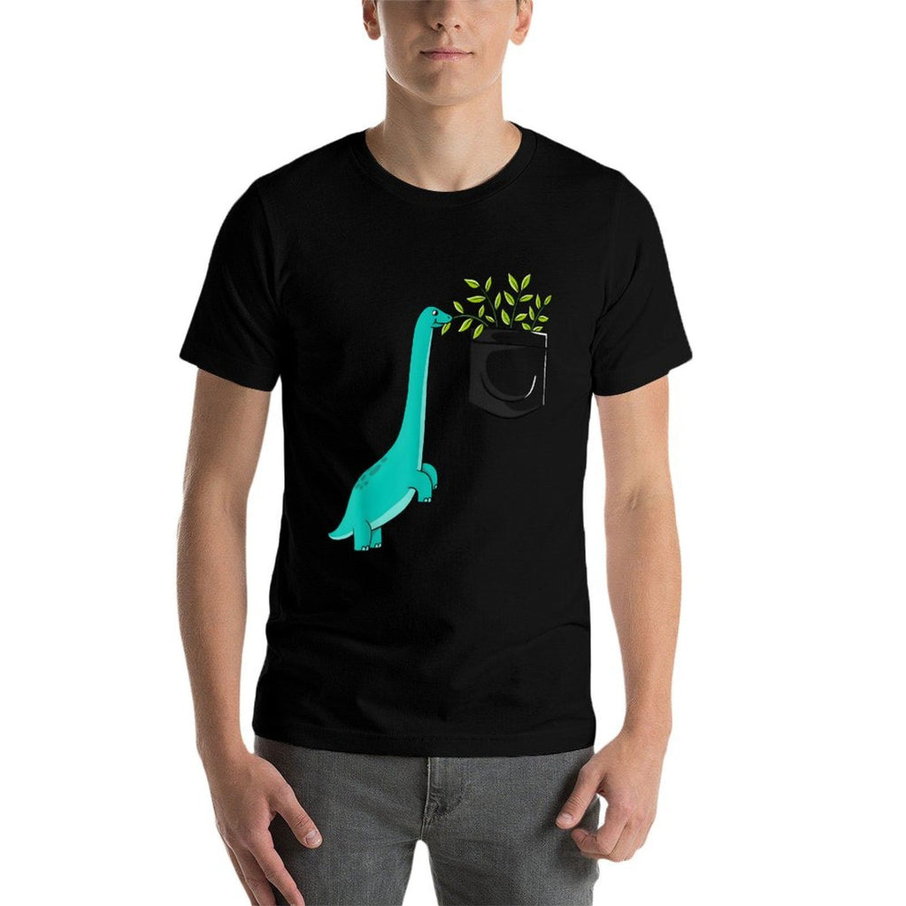 Cute Dinosaur Plants In Pocket Funny Pocket Dinosaur  Quick-drying T-Shirt