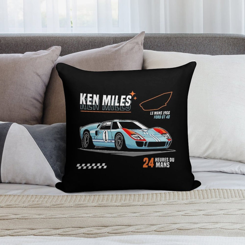 Ford GT40 - Ken Miles Le Mans 1966 Soft Shrink-Resistant Throw Pillow