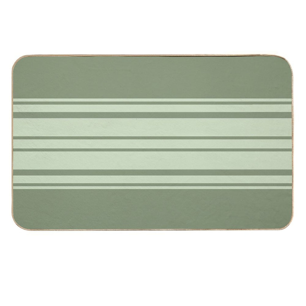 Simple Horizontal Stripes Design - Green  High-Traffic Bath Mat