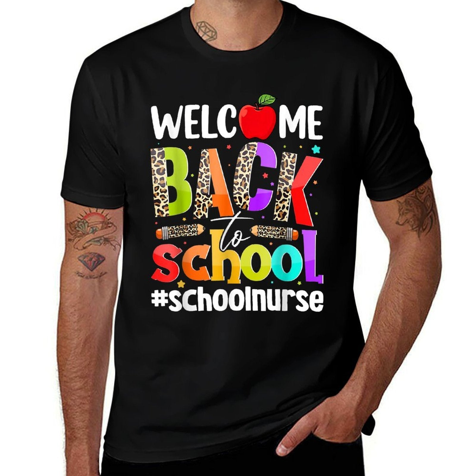 Welcome Back To School Nurse First Day Of School Leopard  Affordable Price T-Shirt