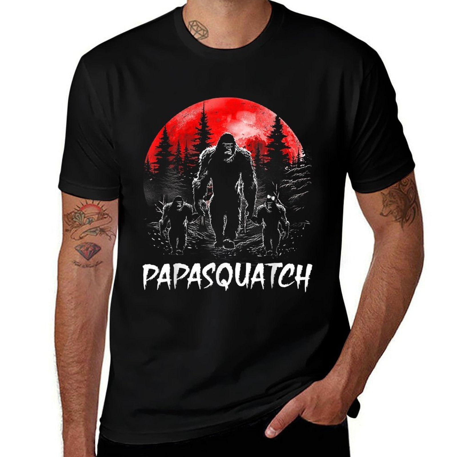 Papa Squatch Funny Bigfoot Dad Sasquatch Yeti Fathers Day  High-quality Stitching T-Shirt