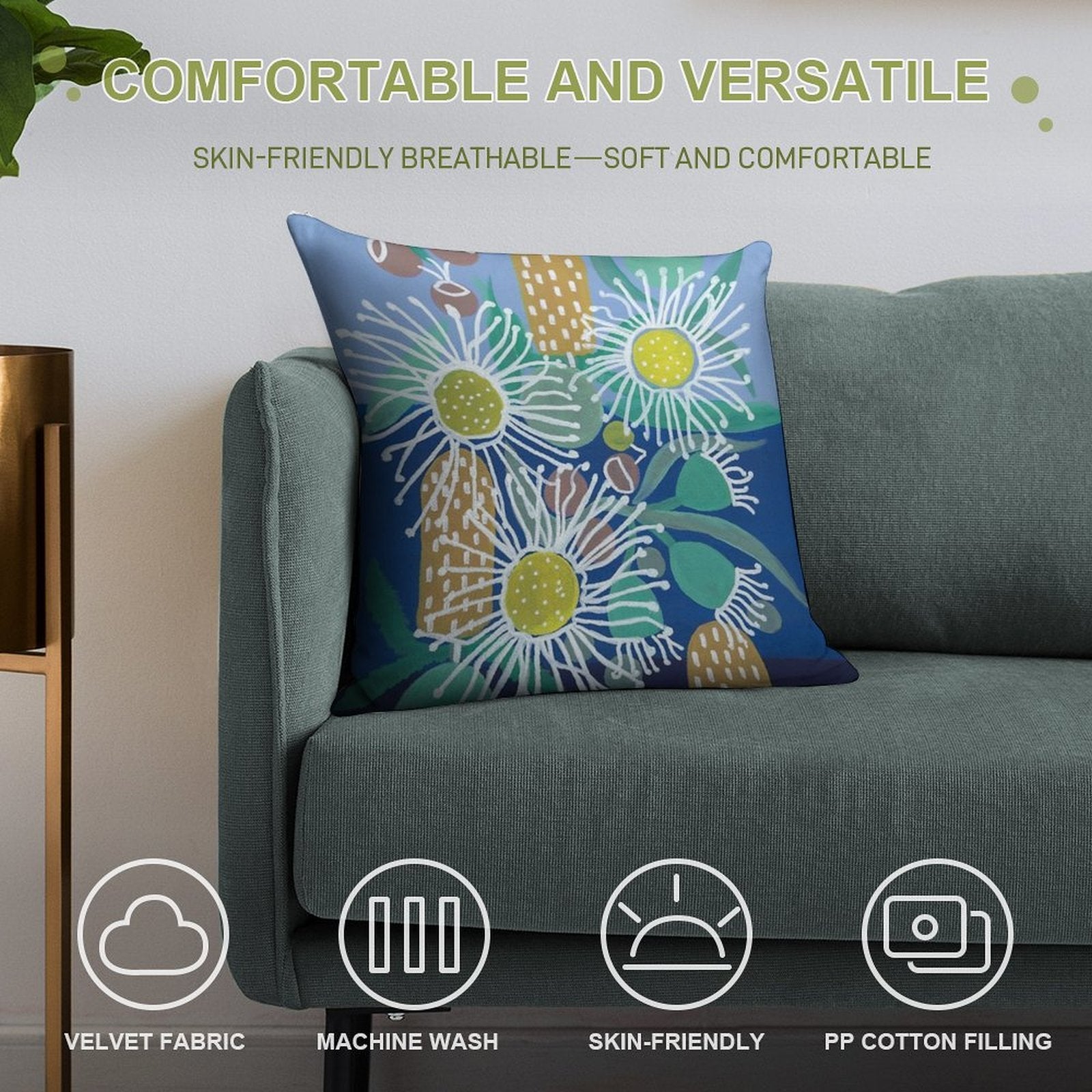 Australian Native Flowers Soft Luxury Feel Throw Pillow