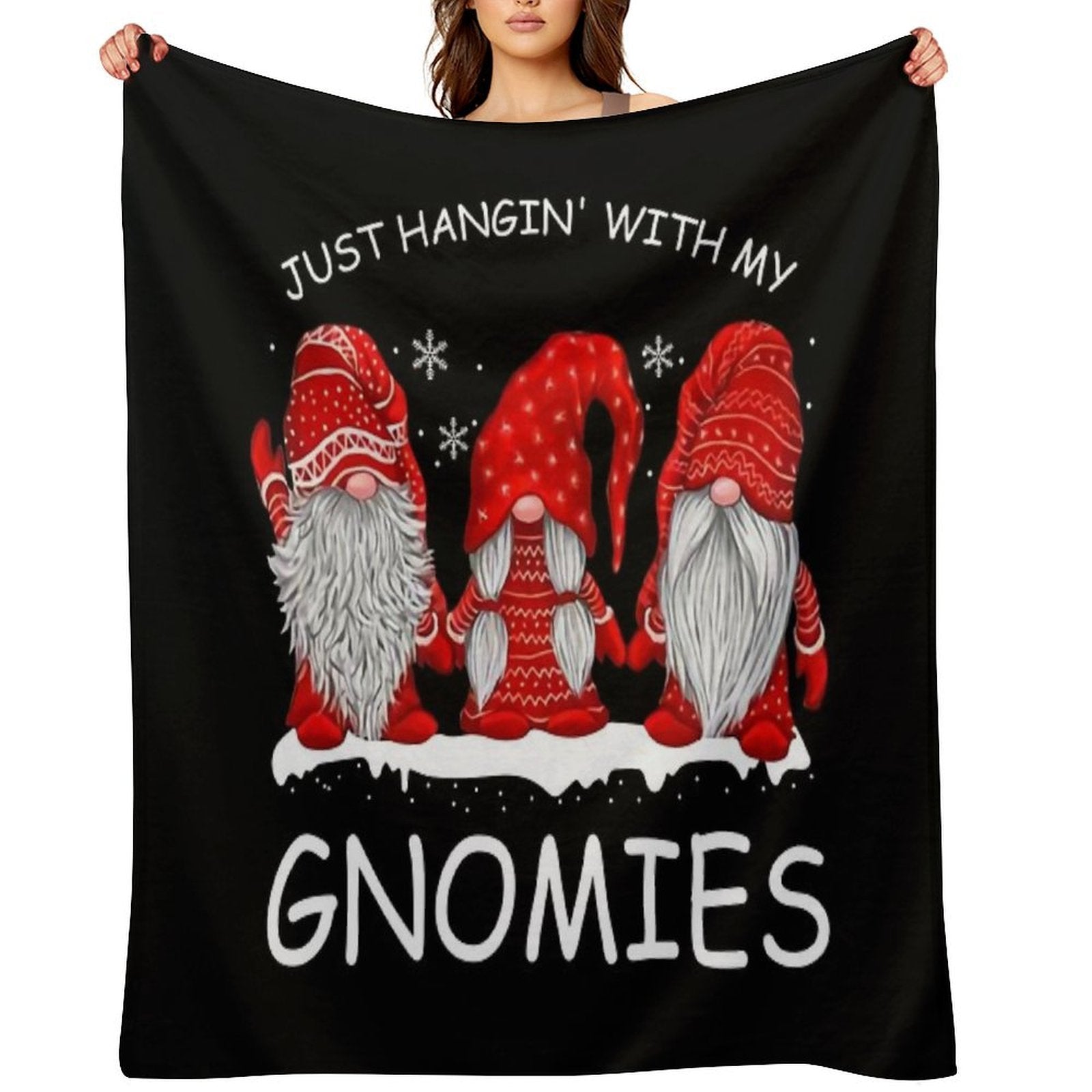 Just Hangin with My Gnomies Gnome Lover Machine-washable Throw Blanket