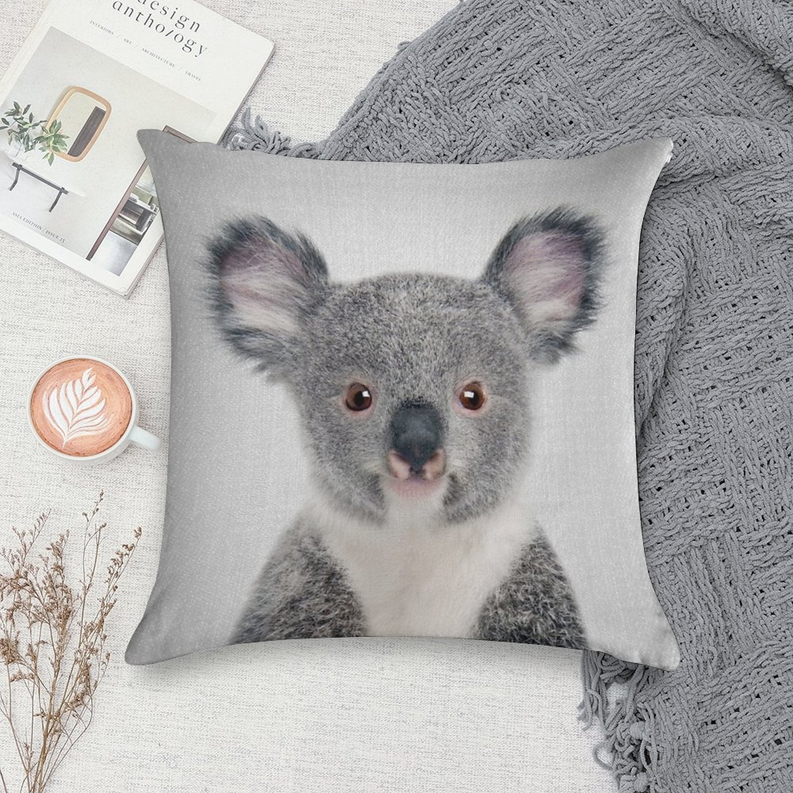 Baby Koala - Colorful Soft Washable Throw Pillow