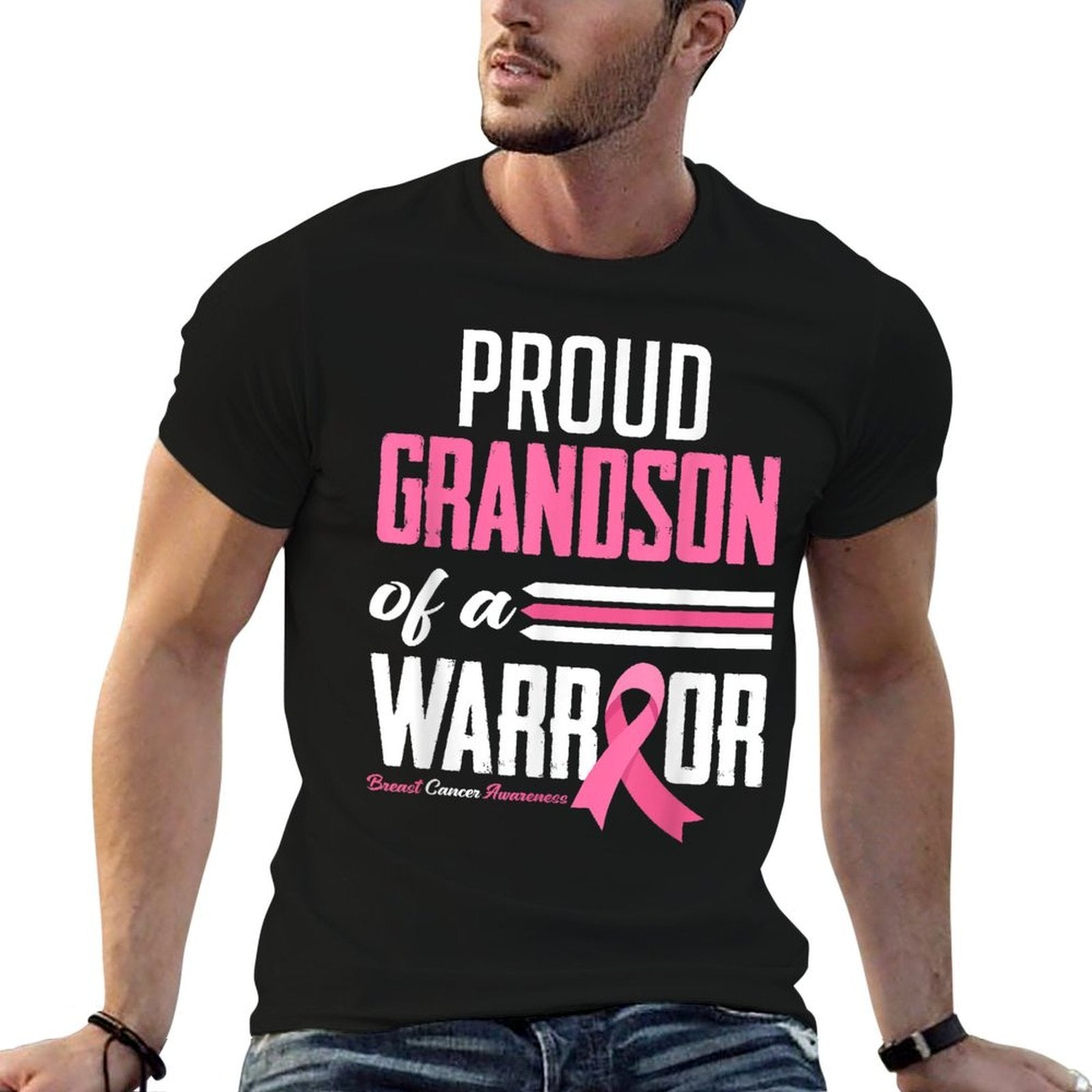 Proud Grandson Of A Warrior Grandma Breast Cancer Awareness  Classic T-Shirt