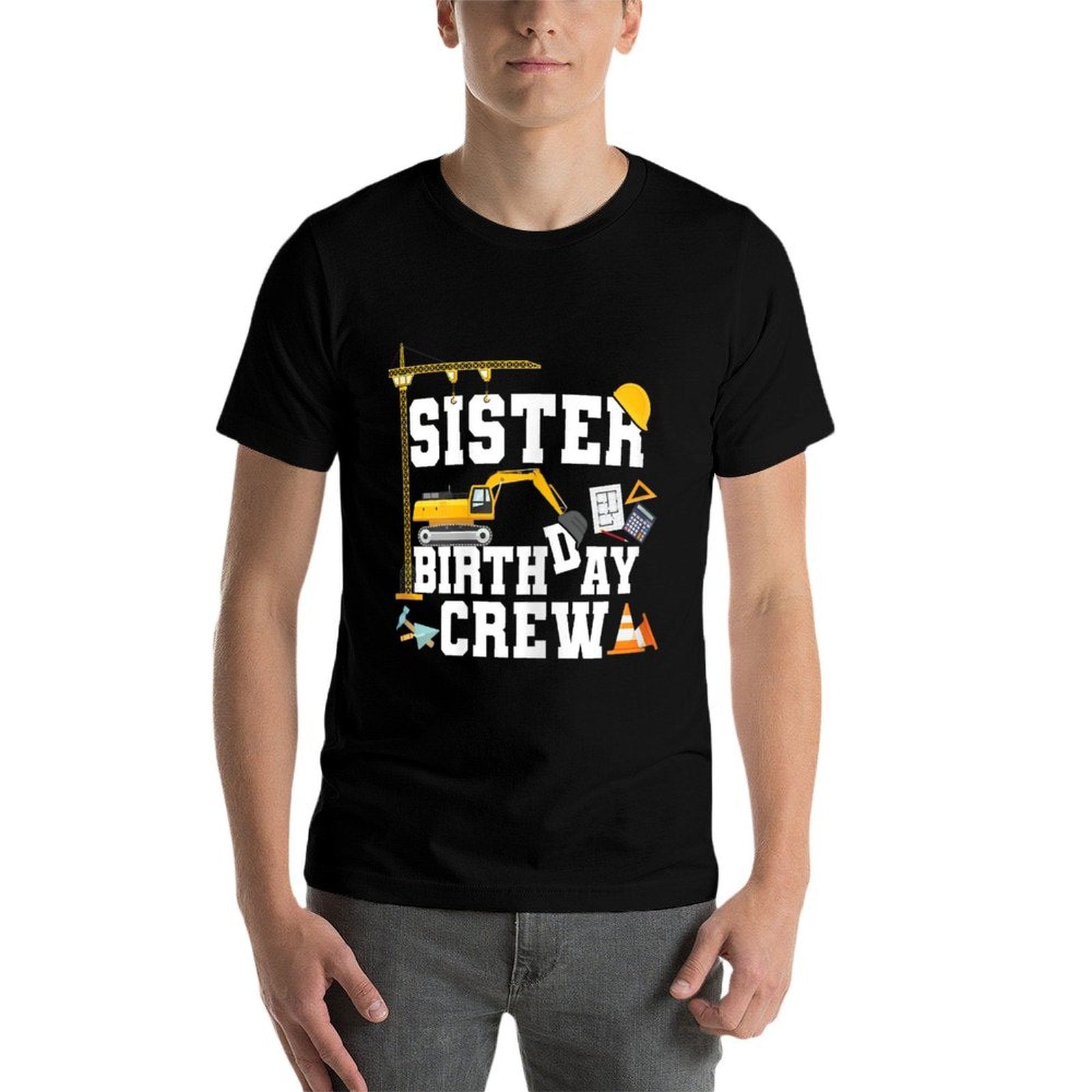 Sister Birthday Crew Girls Construction Birthday Party  Slim-fit Cut T-Shirt