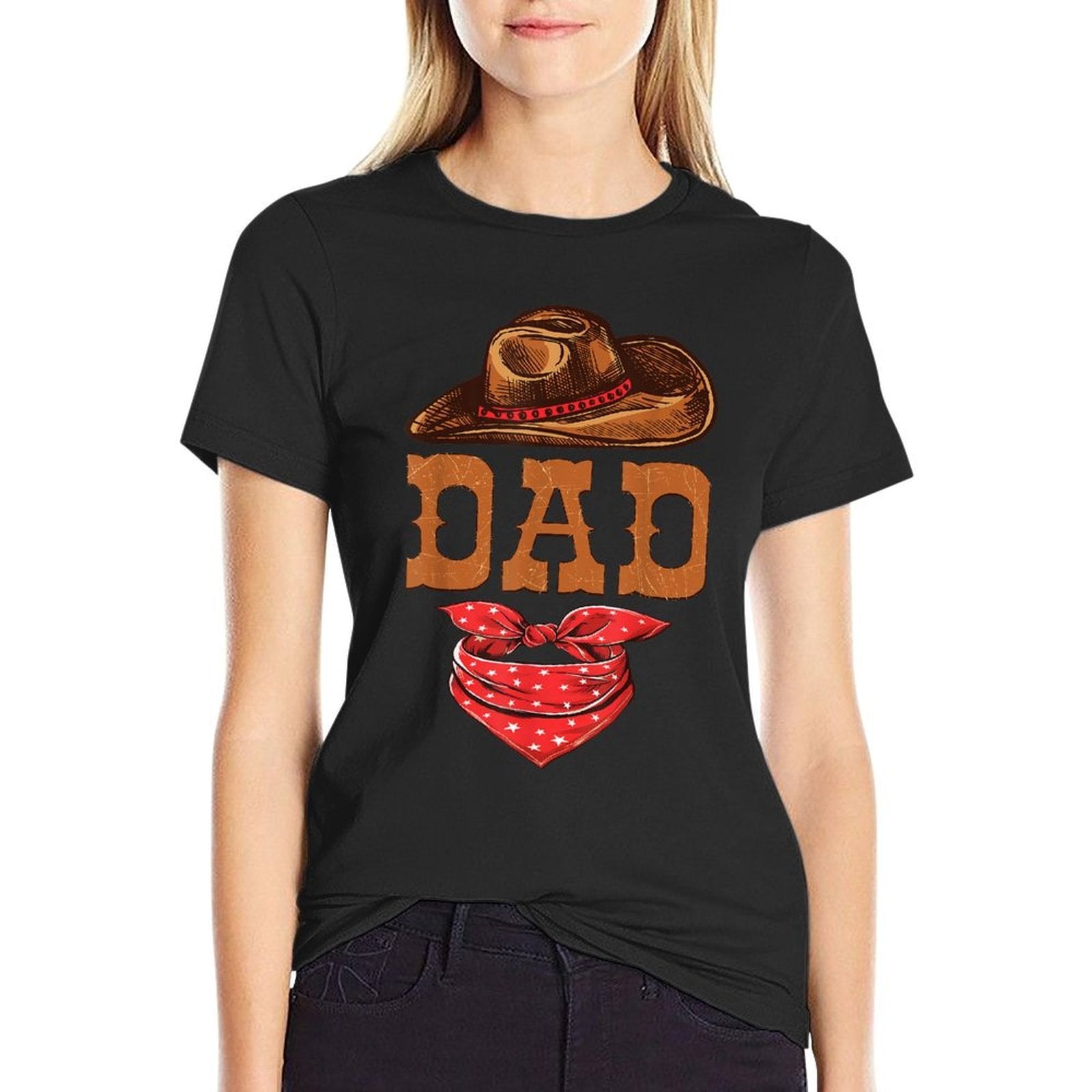 Dad Western Birthday Cowboy Cowgirl Family Matching  Relaxed-fit T-Shirt