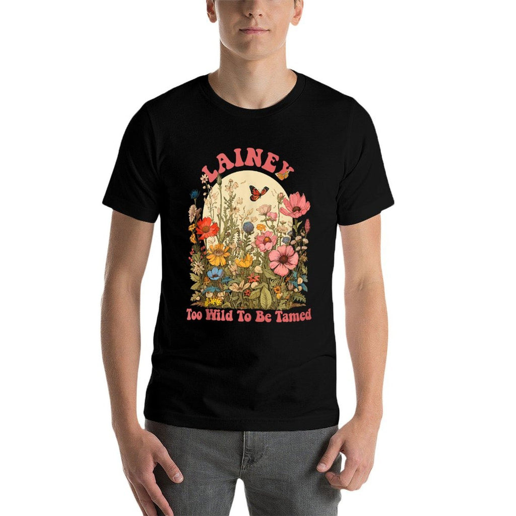 LAINEY Name Cute Retro Girls Wildflower LAINEY Name  Cotton T-Shirt