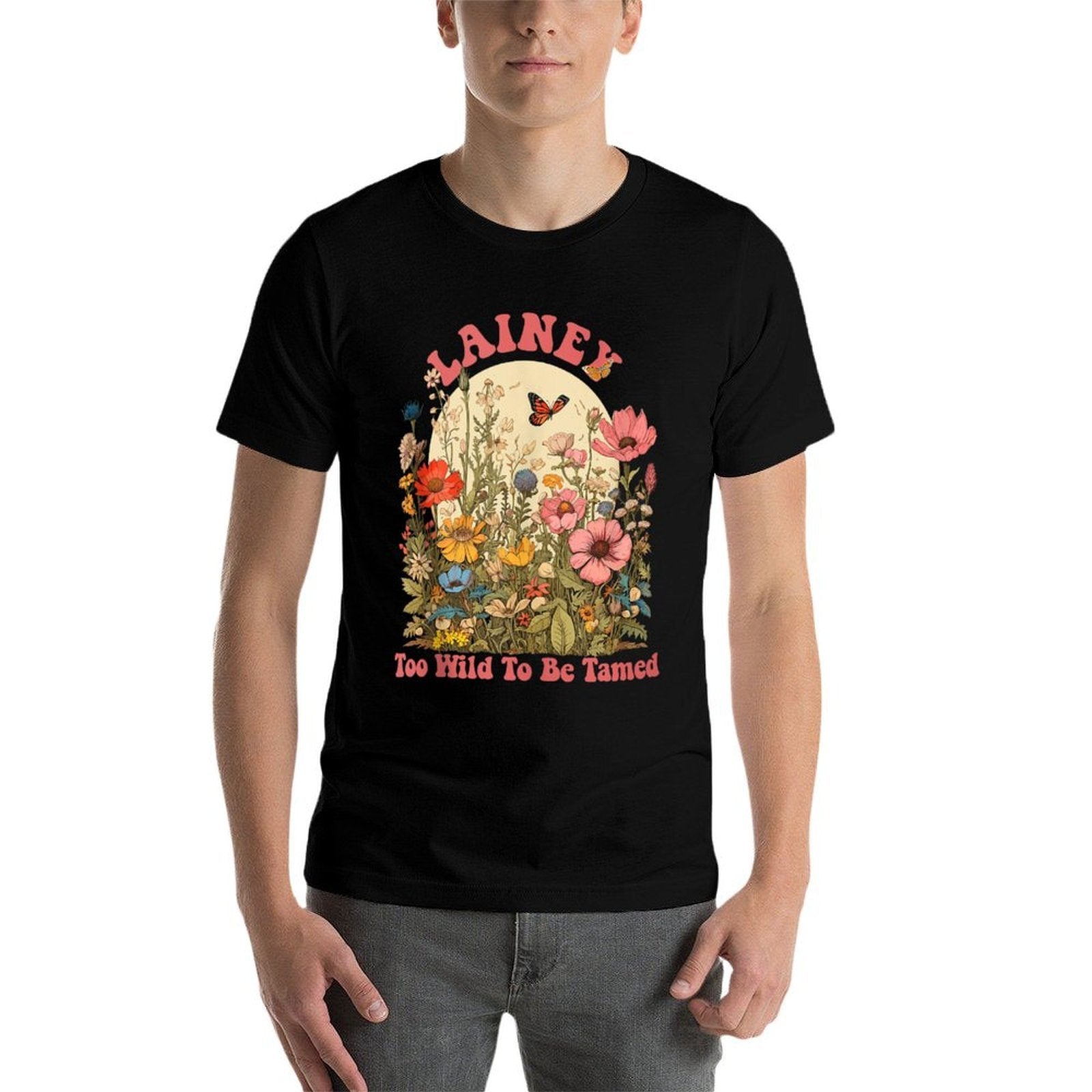 LAINEY Name Cute Retro Girls Wildflower LAINEY Name  Cotton T-Shirt