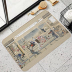Kitagawa Utamaro Moonlight Revelry, Remastered - Vintage Japanese Art  Dirt-Trapping Bath Mat