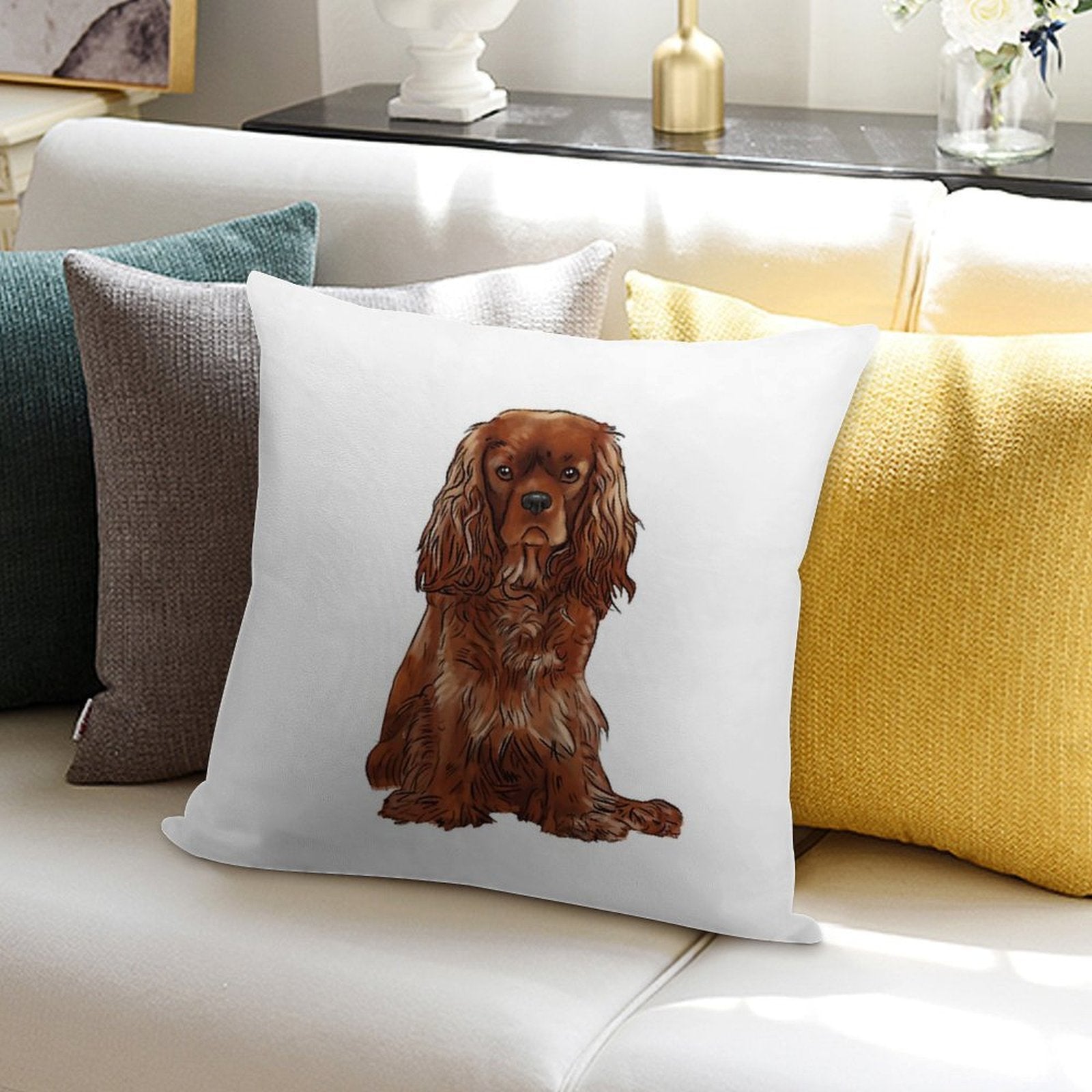Cavalier King Charles Spaniel - Ruby Soft Shrink-Resistant Throw Pillow