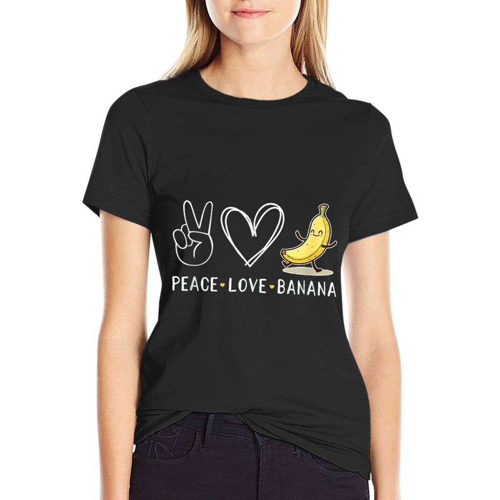 Funny Love Bananas Cute Banana Gifts Peace Love Banana  Oversized Silhouette T-Shirt