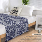 Winter Blue II - Owls And Gingko Leaves Velvety-soft Throw Blanket