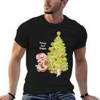 Strawberry Shortcake Merry Christmas Vintage Tree  Heathered Texture T-Shirt