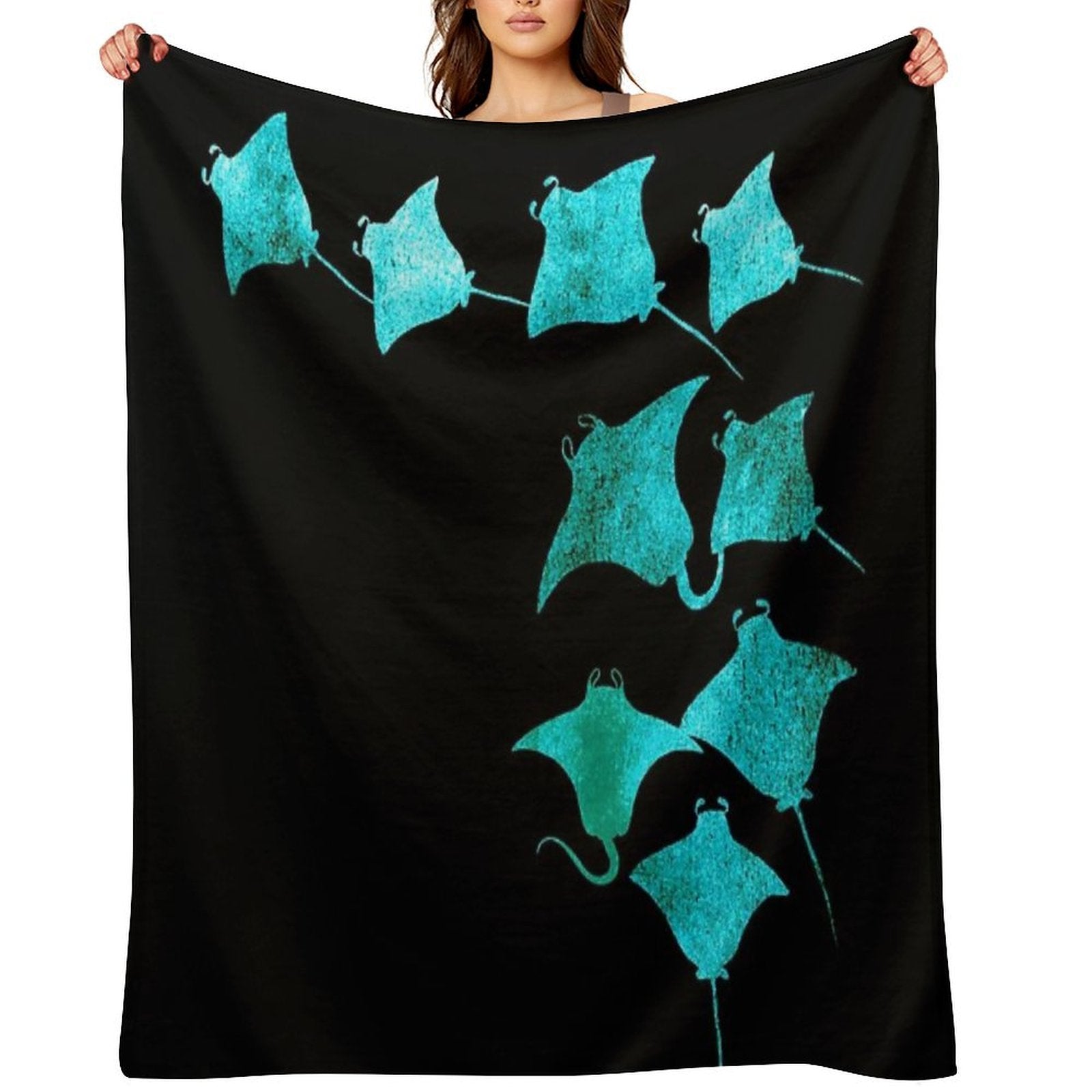 Blue Stingrays Wrinkle-free Throw Blanket