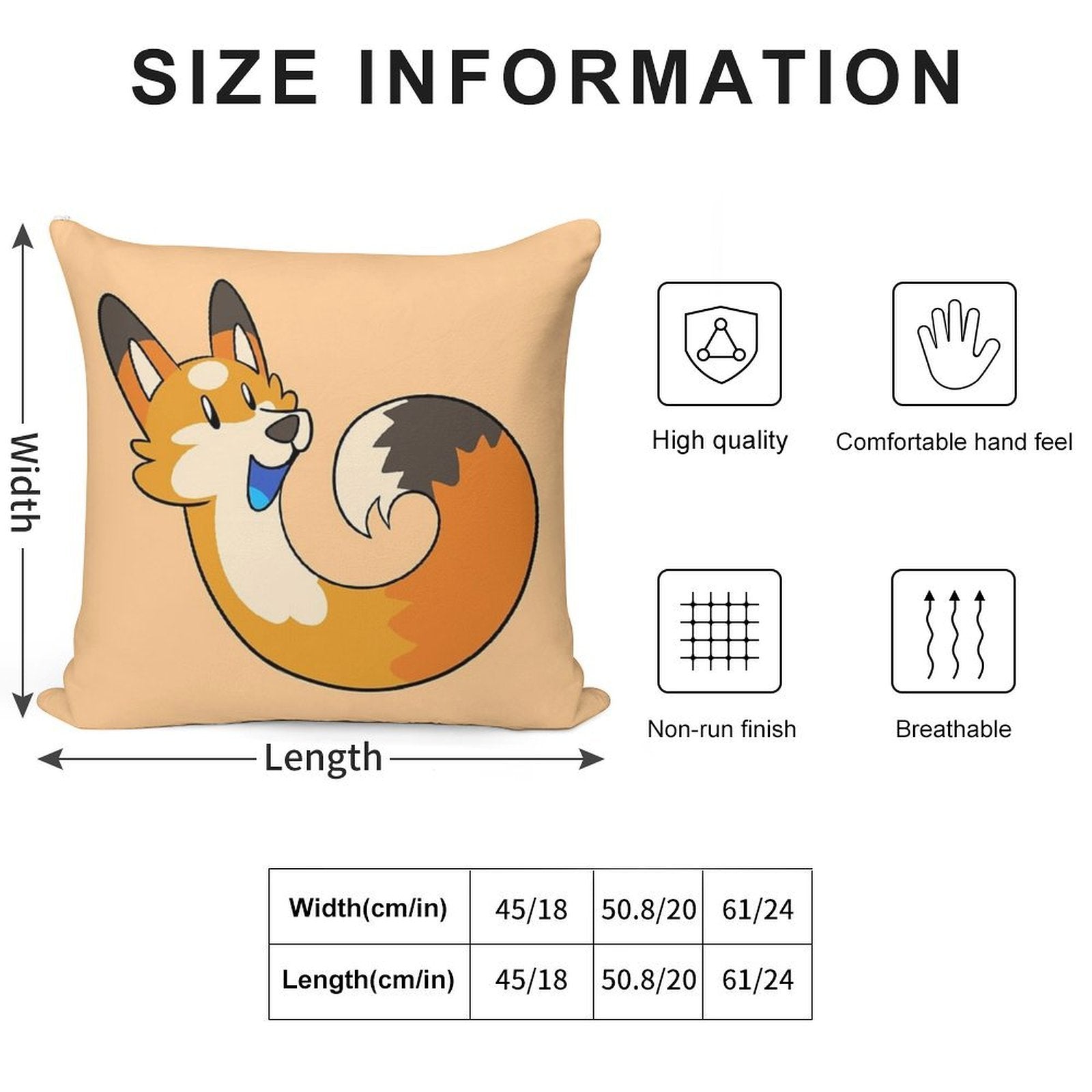 Orange Pipefox - Pip Soft Anti-Pilling Throw Pillow