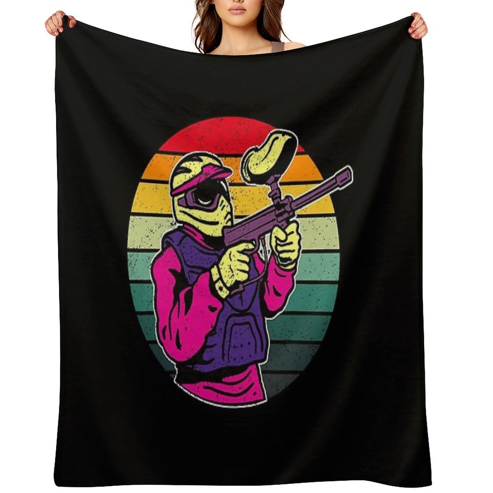 Paintball Vintage Retro Paintball Lover Compact Throw Blanket