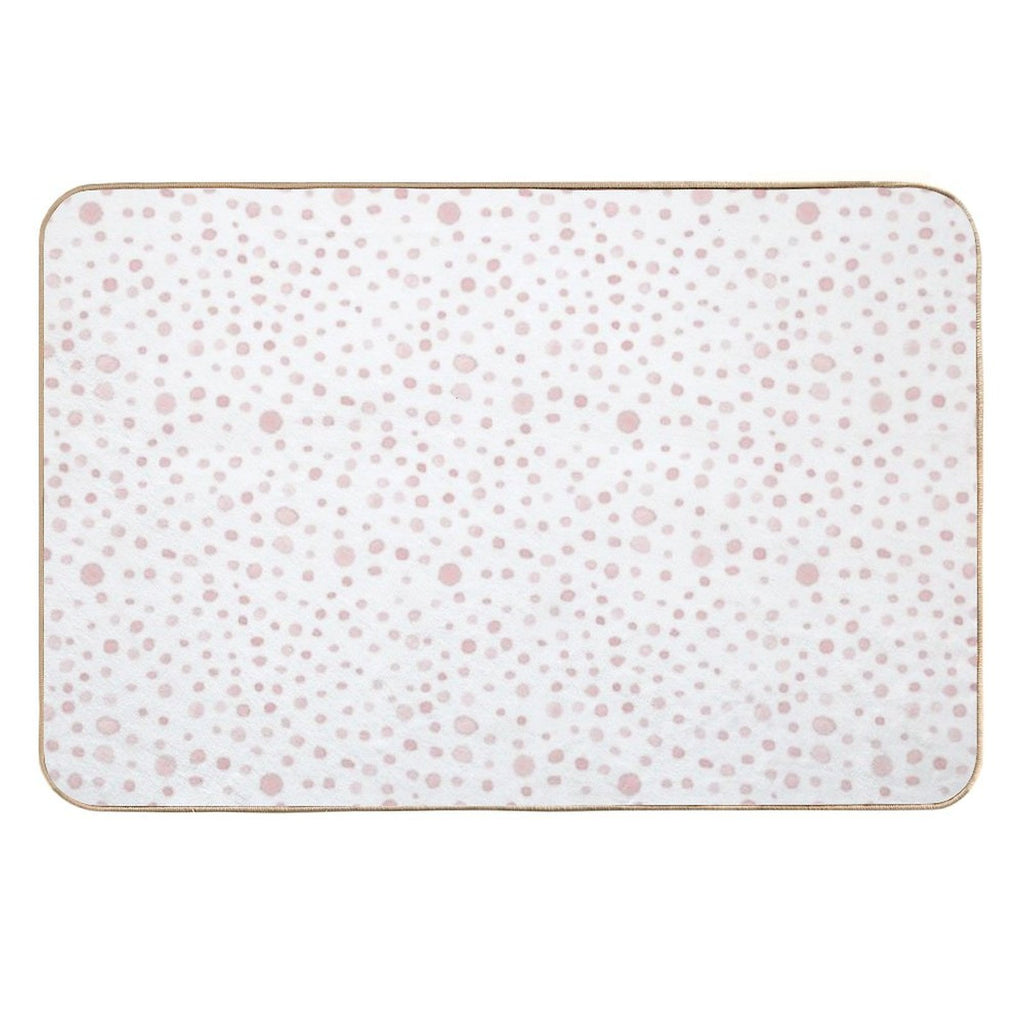 Confetti Watercolor Dots Pattern - Snow + Rose  Fade-Resistant Bath Mat