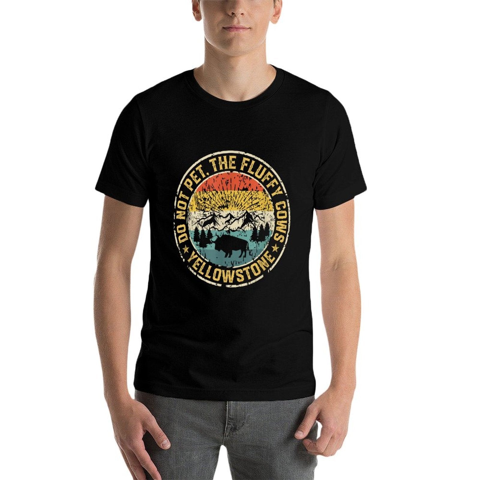 Do Not Pet The Fluffy Cows Buffalo  Bison Yellowstone Park  Summer-ready Fabric T-Shirt