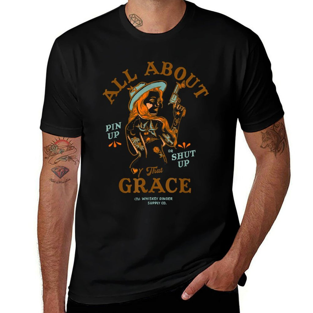 That Grace Womens Badass Redhead Tattoo Pin Up Girl  Quick-drying T-Shirt