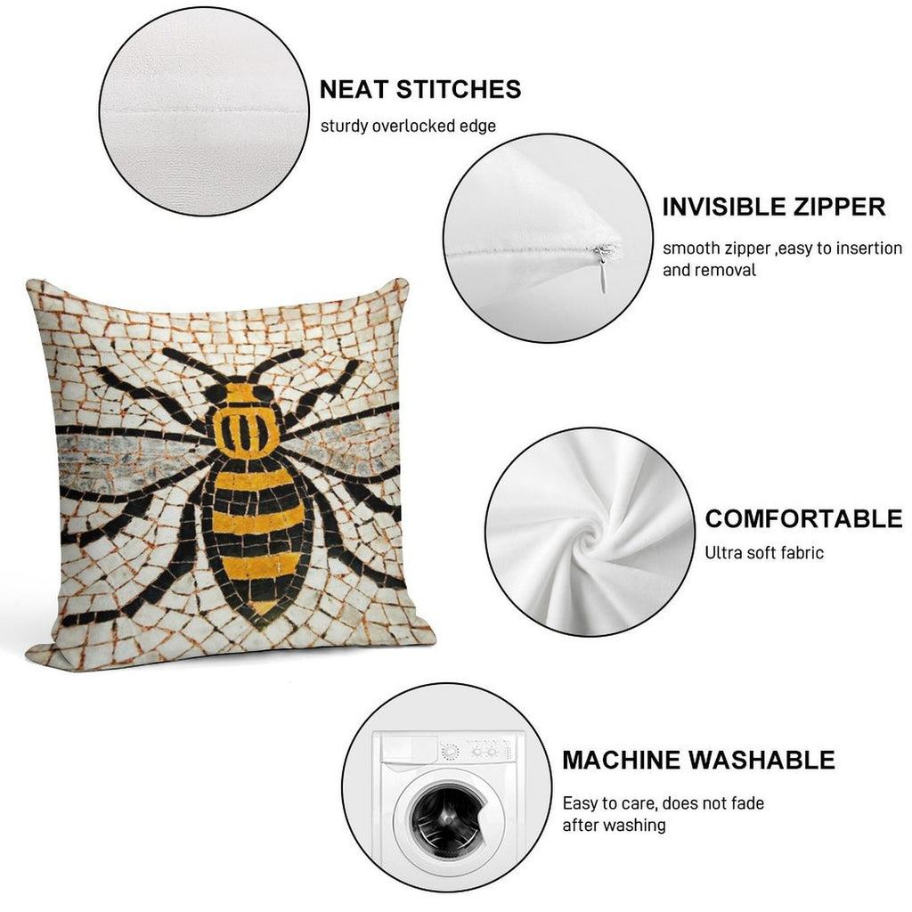 Manchester Bee Soft Fade-Resistant Throw Pillow