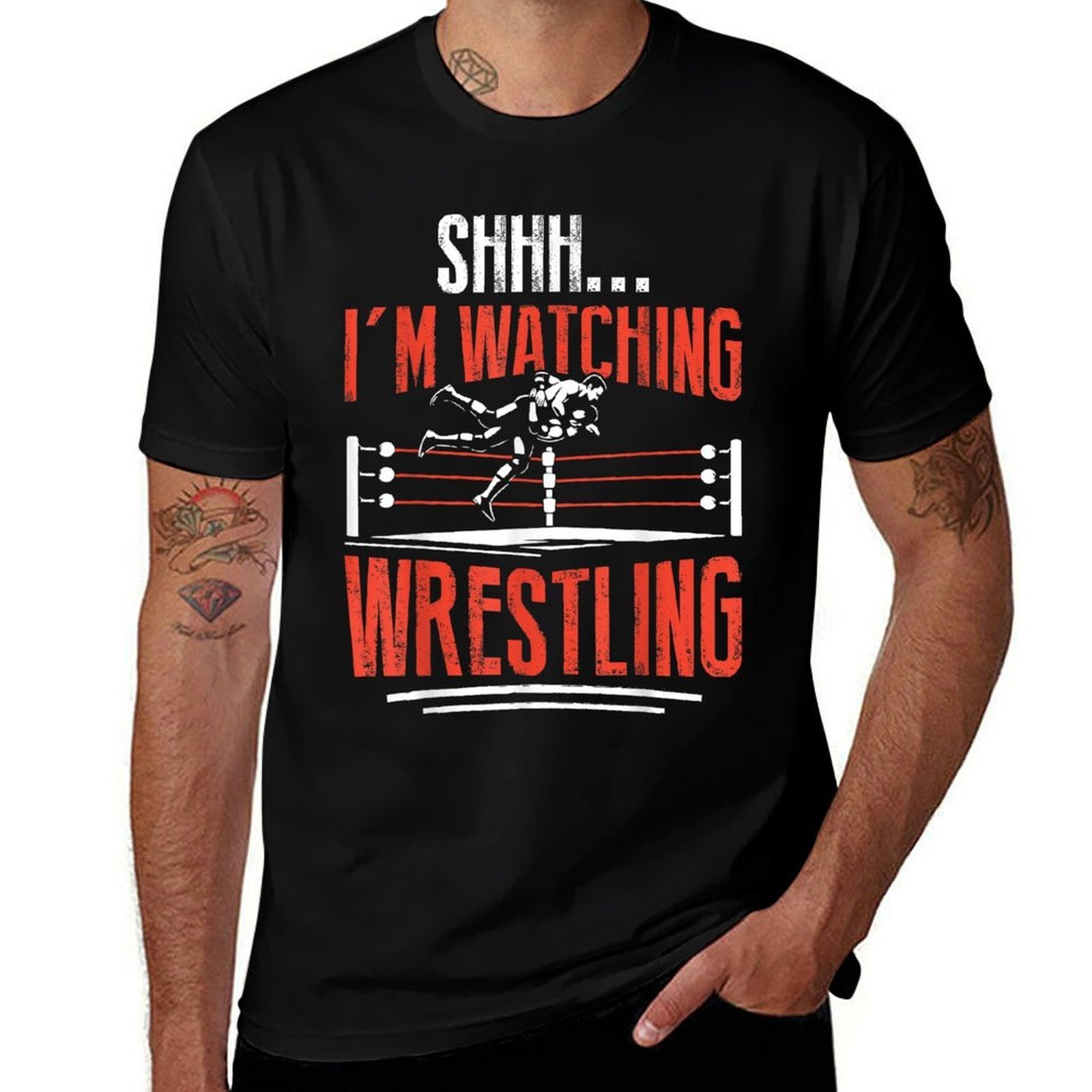 Shhh Im Watching Wrestling Funny Wrestler Men Women Kids  Soft T-Shirt