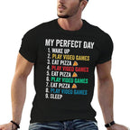 My Perfect Day Play Video Games  Eat Pizza Funny  Trendy Pattern T-Shirt