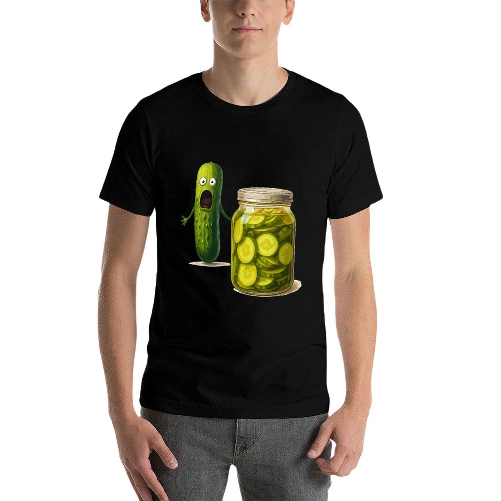 Funny Screaming Pickle Cucumber Jar Joke  Relaxed-fit T-Shirt