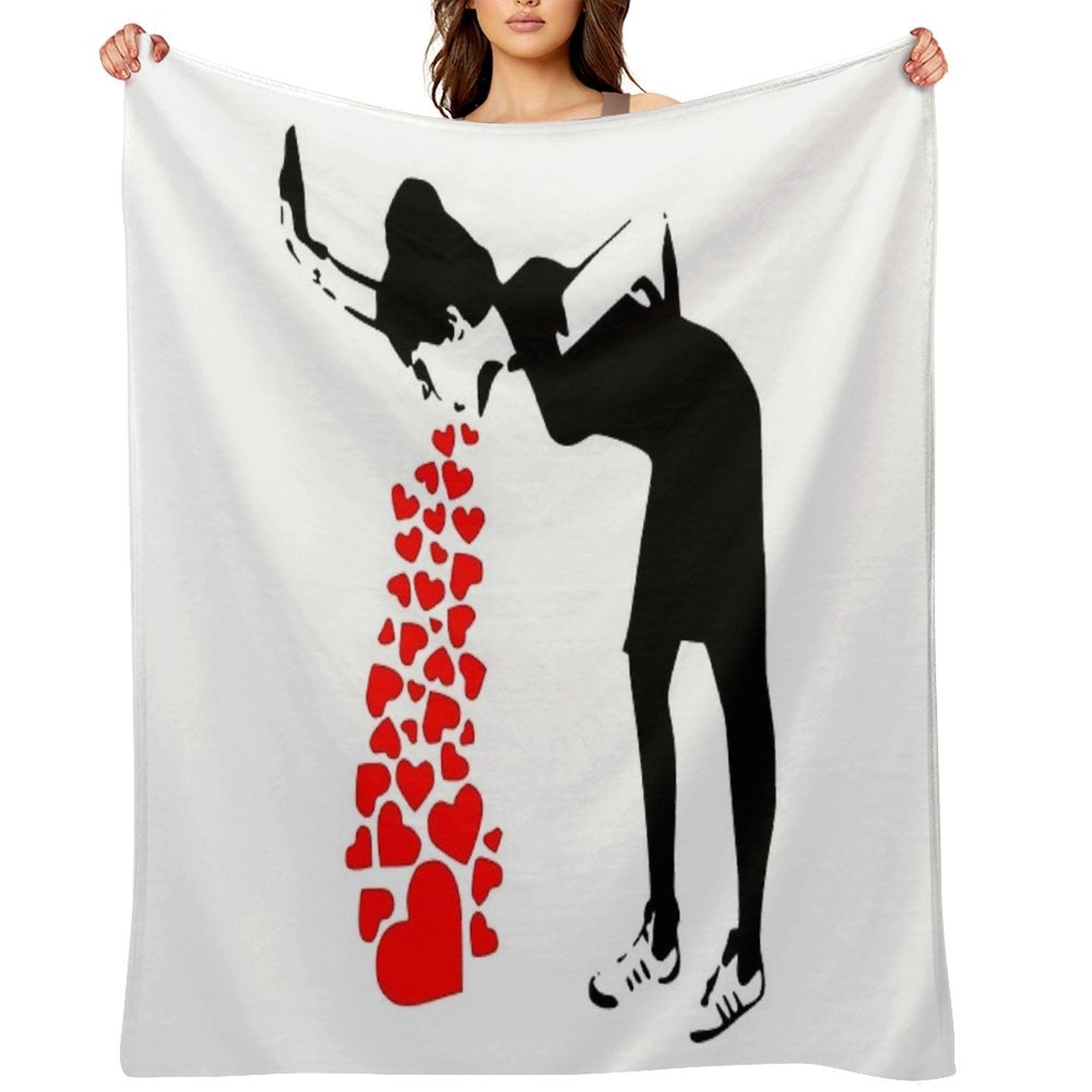 Love Sick Banksy Stencil Easy Care Throw Blanket
