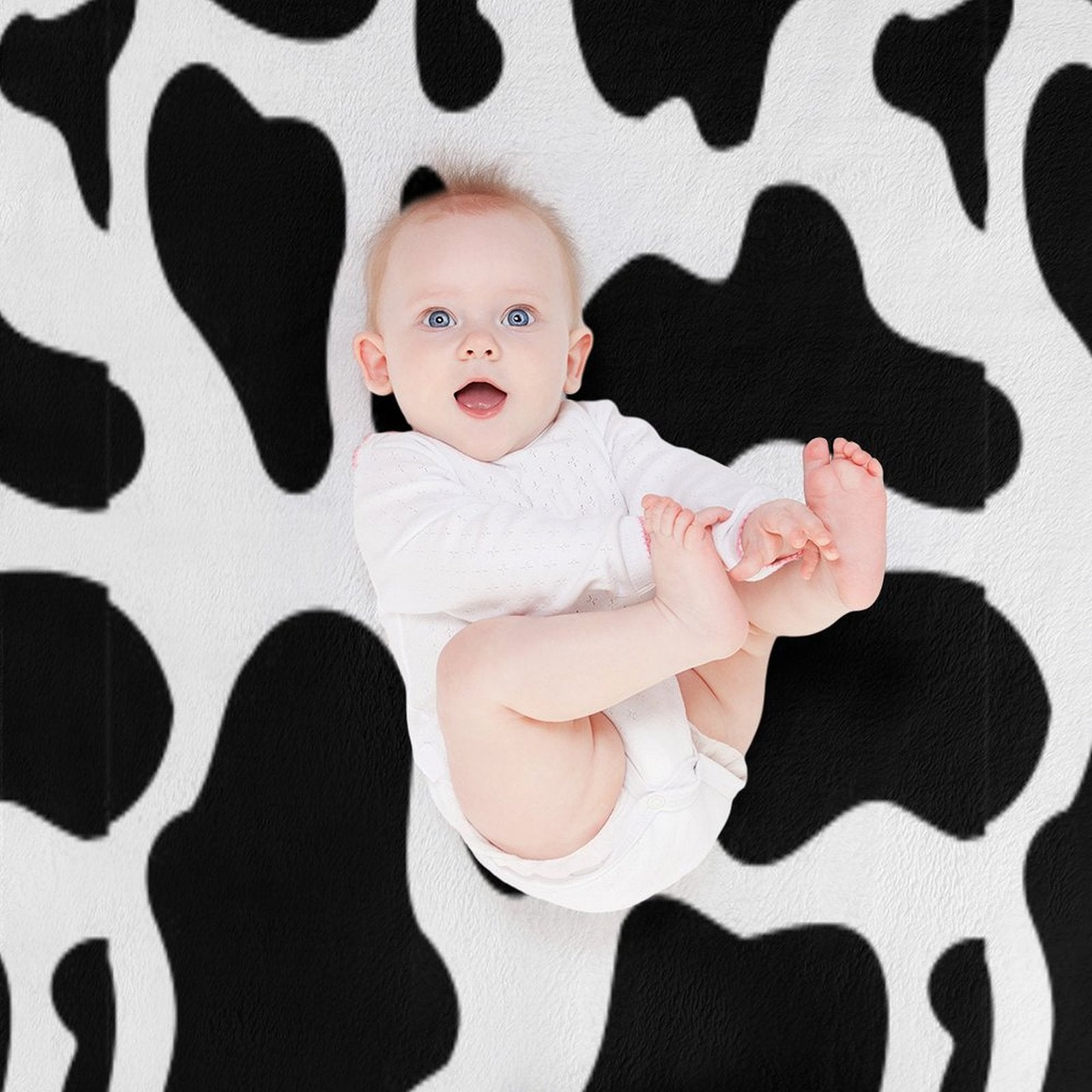 Black Cow Hand Drawn Pattern Multi-functional Throw Blanket