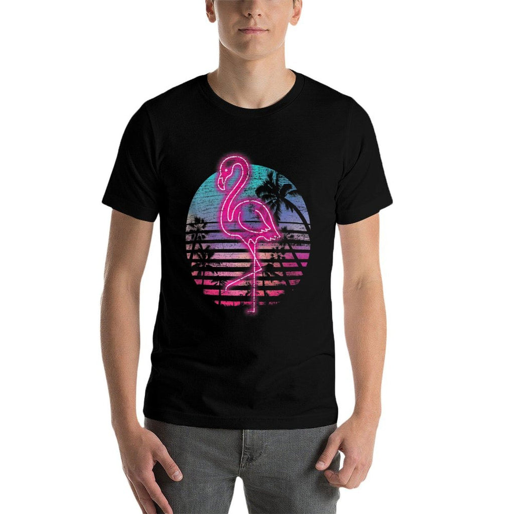 Retro Tropic Flamingo  Cotton T-Shirt