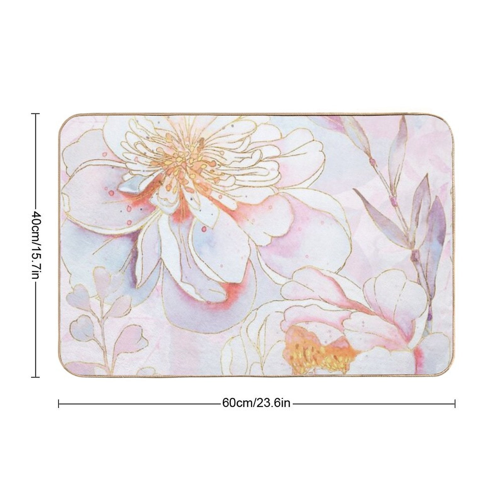 Maisie's Peonies Dreamy Pastel Garden Floral  Long-Lasting Bath Mat