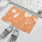 Orange Creamiscle Seashells And Starfish Pattern  Odorless Bath Mat