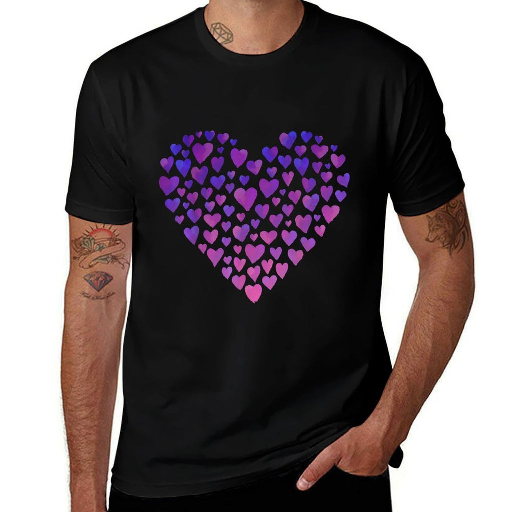 Purple And Pink Ombre Hearts Comfortable T-Shirt