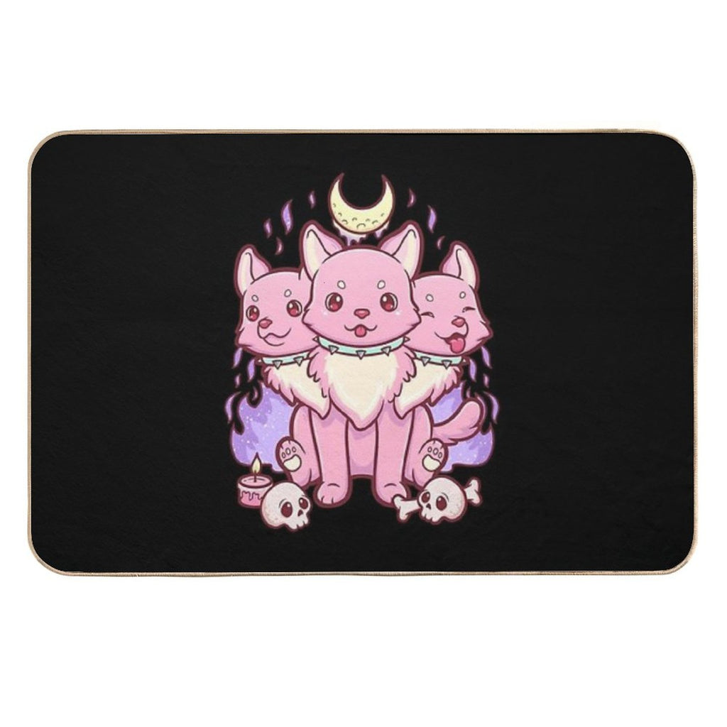 Kawaii Pastel Goth Cute Creepy Occult Cerberus  Multi-Purpose Bath Mat