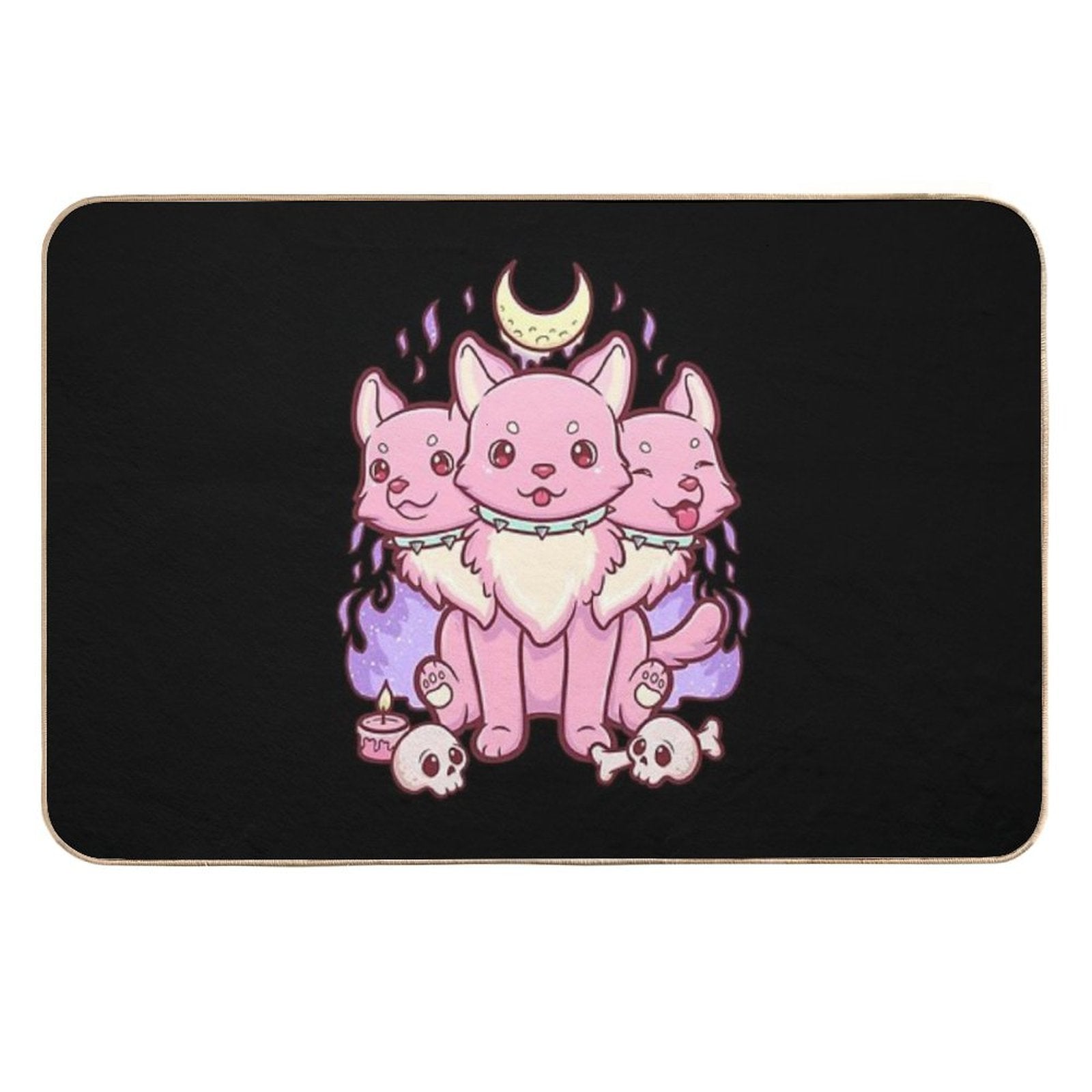 Kawaii Pastel Goth Cute Creepy Occult Cerberus  Multi-Purpose Bath Mat