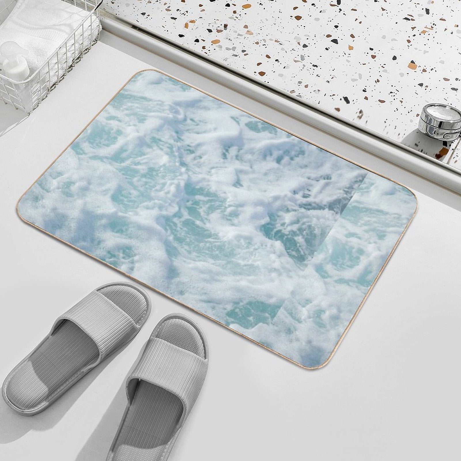 White Ocean, Blue Ocean, Ocean  Eco-Friendly Bath Mat