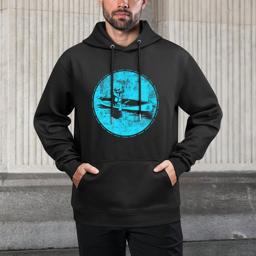 Vintage Canoeing Graphic Minimalistic Canoe Kangaroo Pocket Hoodie