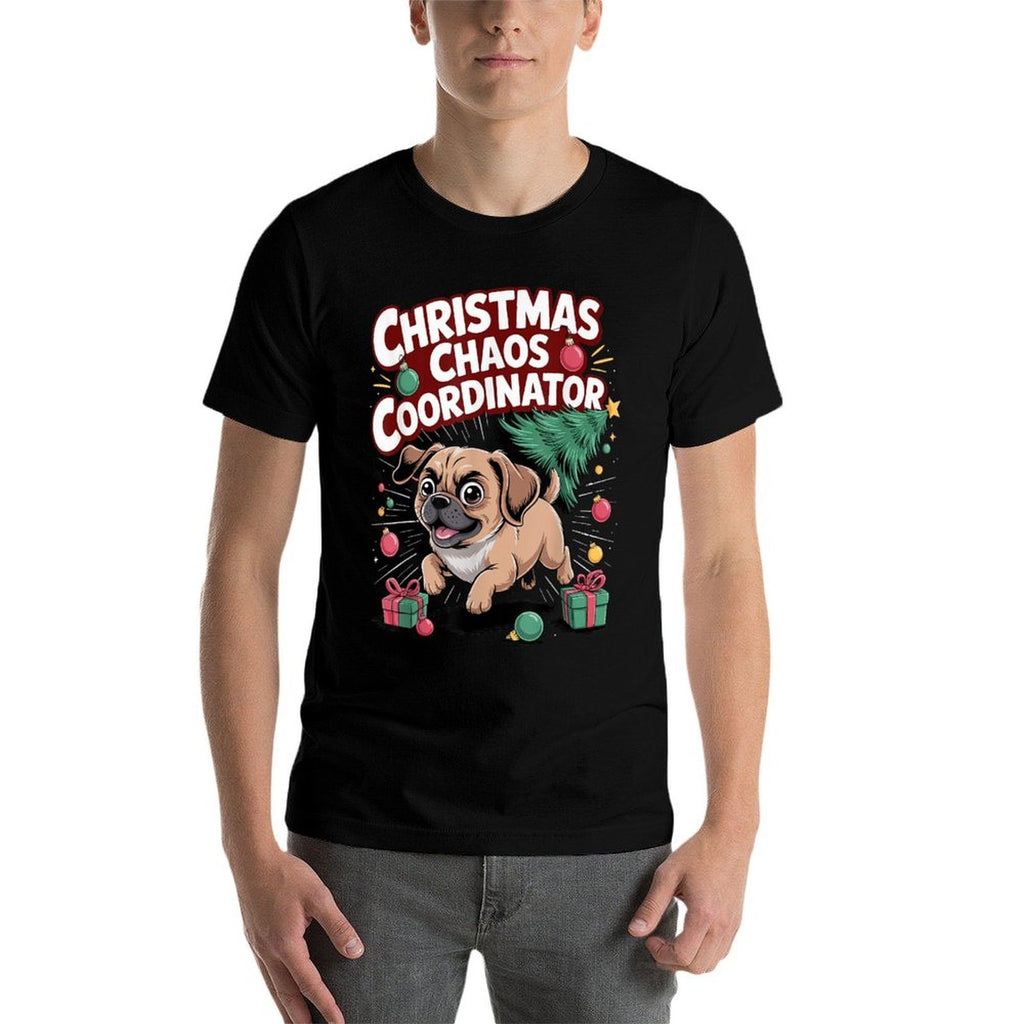 Christmas Chaos Coordinator Xmas Puppy Funny Puggle  Trendy Pattern T-Shirt